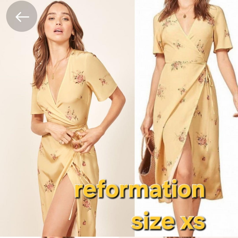 Reformation NWT XS 100% silk wrap dress